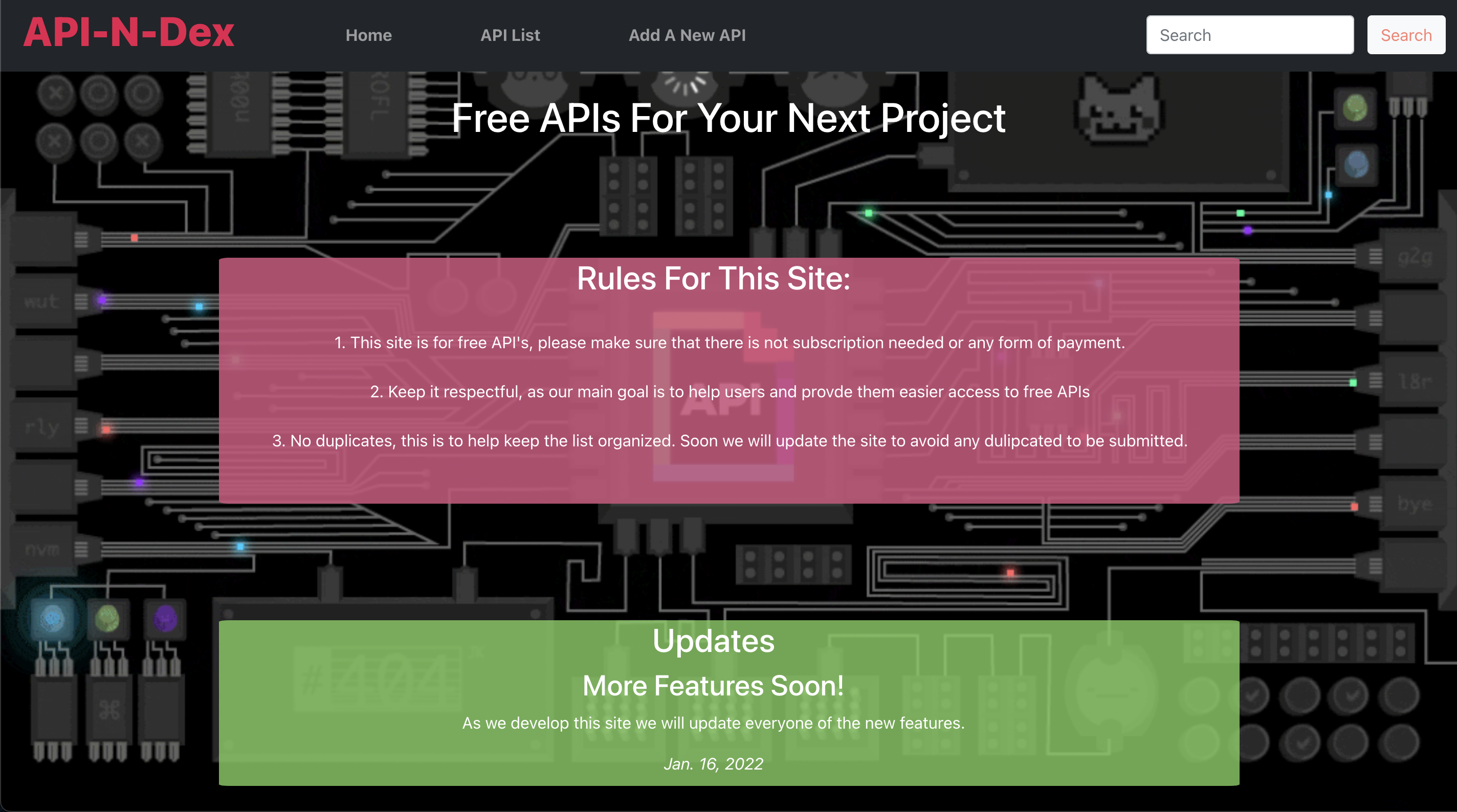 screenshot of API-N-Dex app