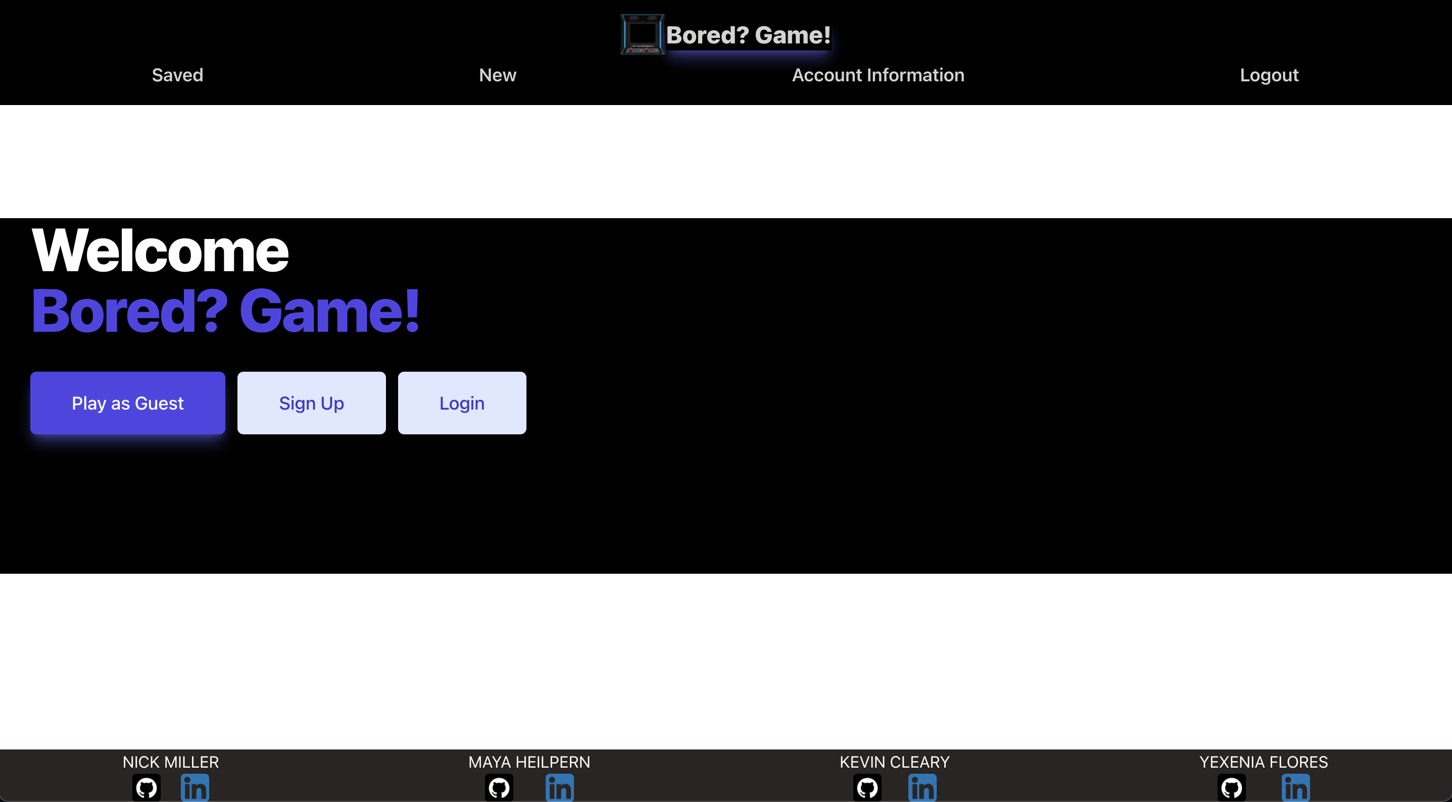 screehshot of Bored?Game! app